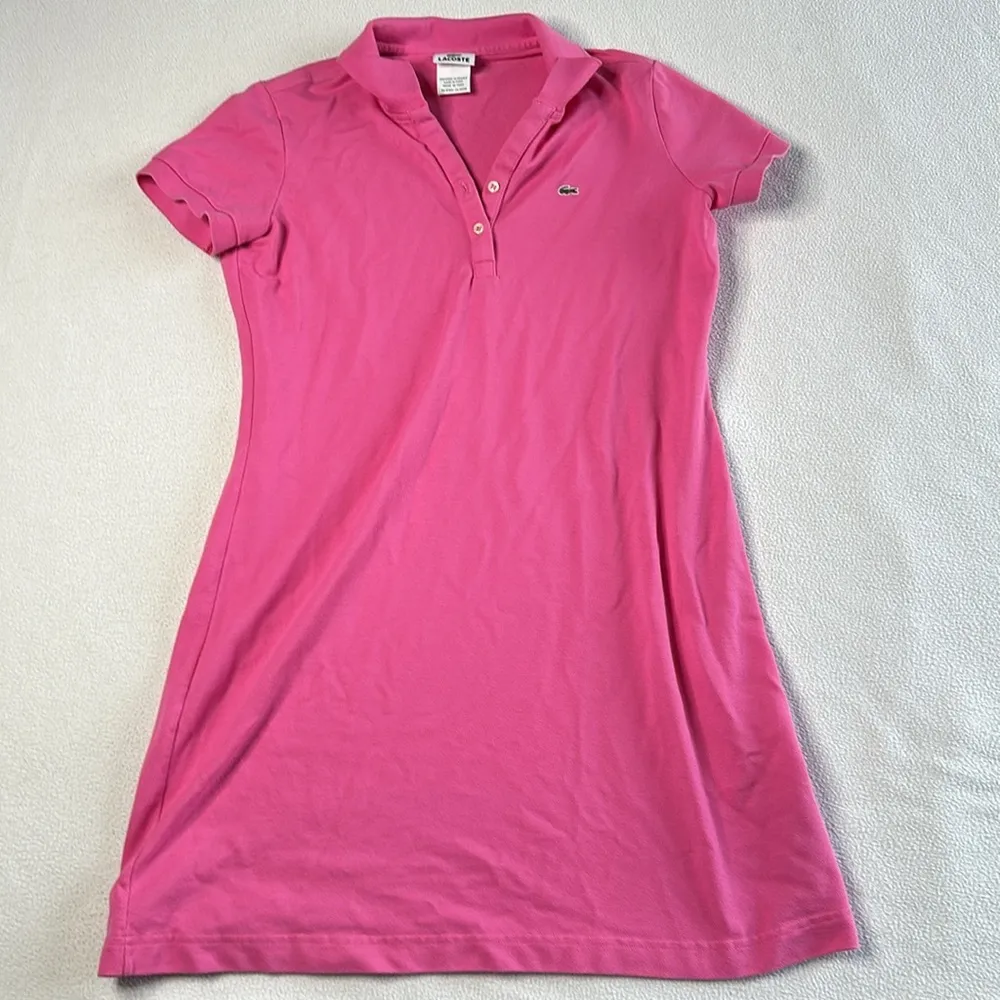 Women’s Lacoste Pique Polo Dress in Pink - Image 3