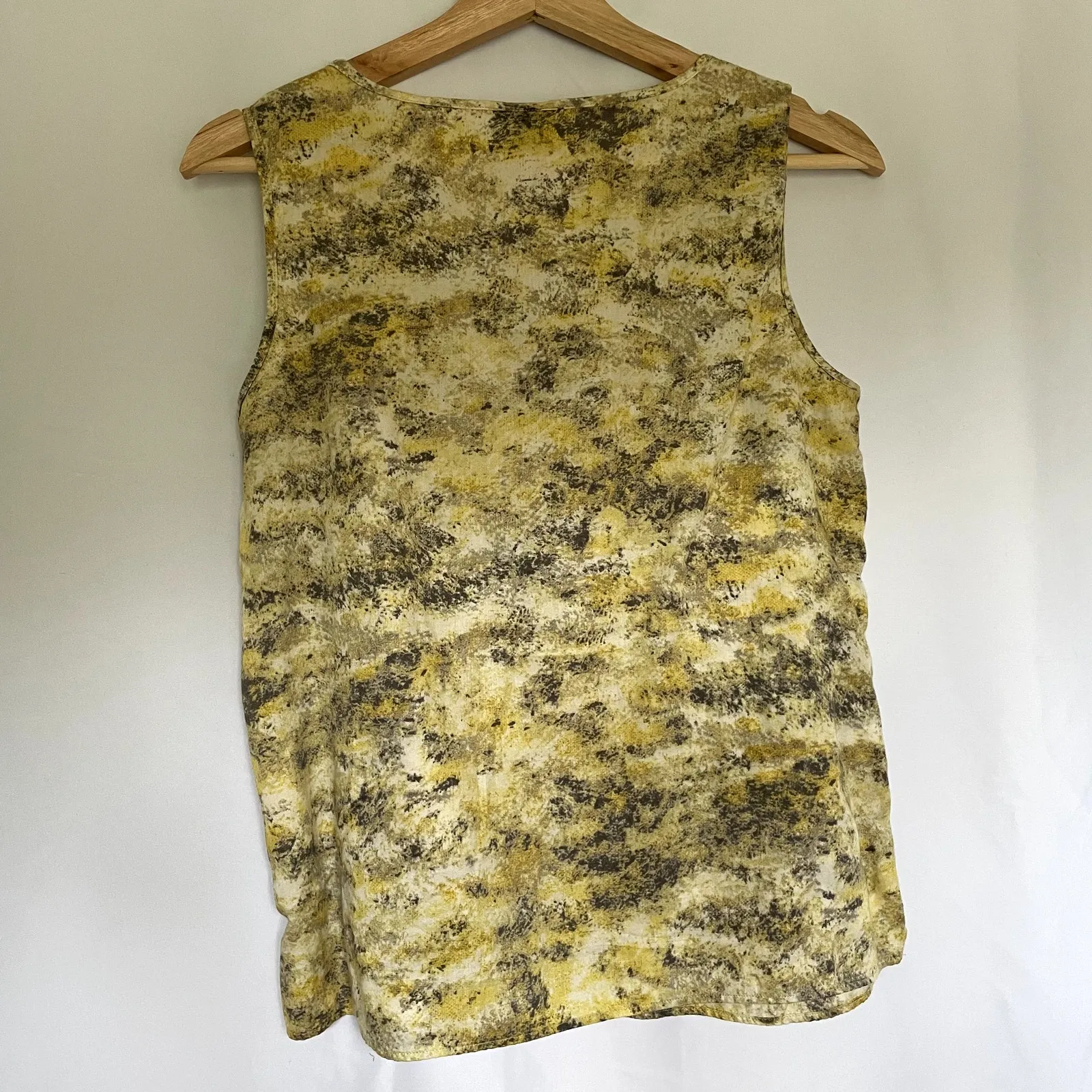 Talbots yellow green sleeveless blouse vintage women's size 8P zipper cotton - Image 8