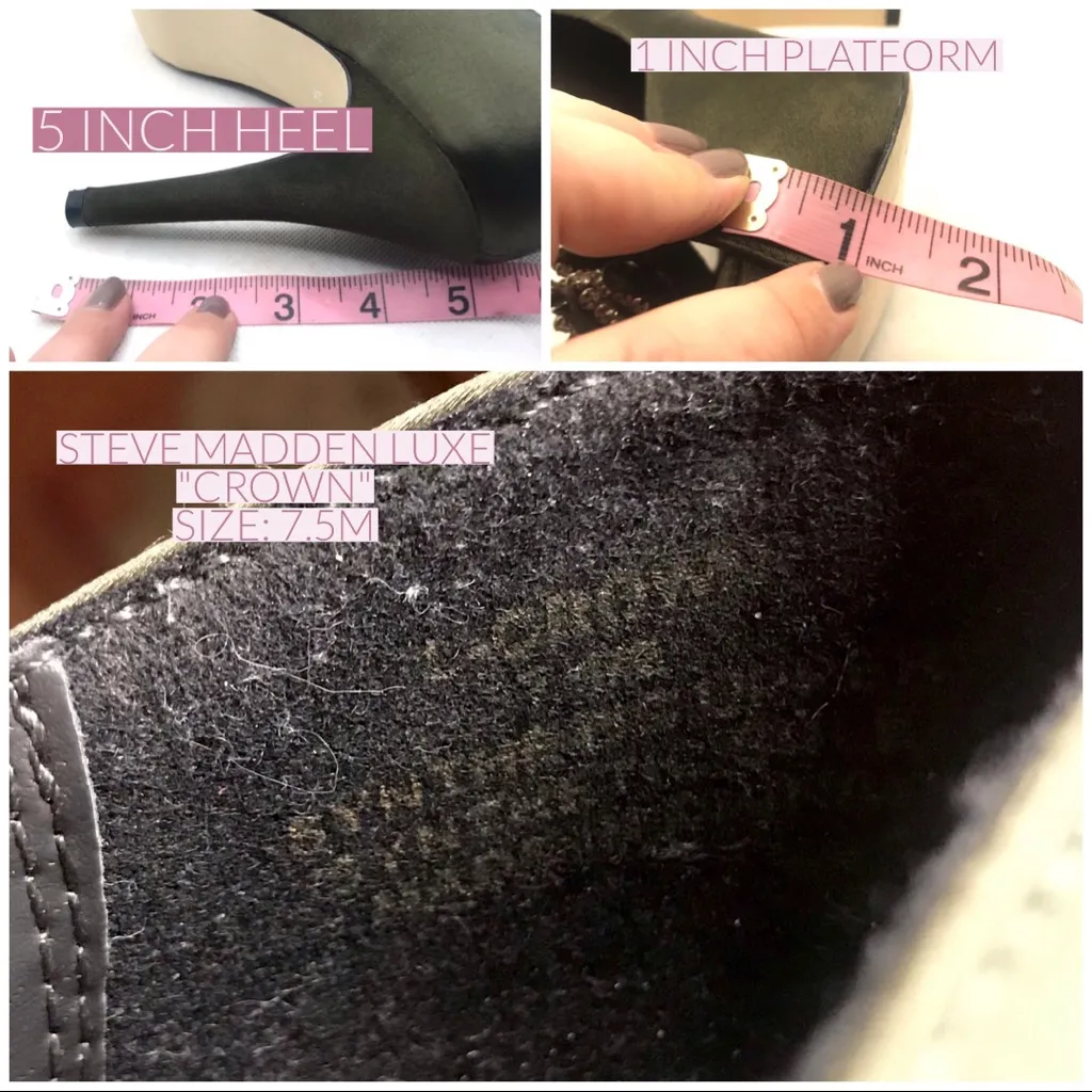 STEVE MADDEN LUXE "CROWN" OLIVE GREEN SATIN ROSETTE PLATFORM PUMPS (7.5M) - Image 13