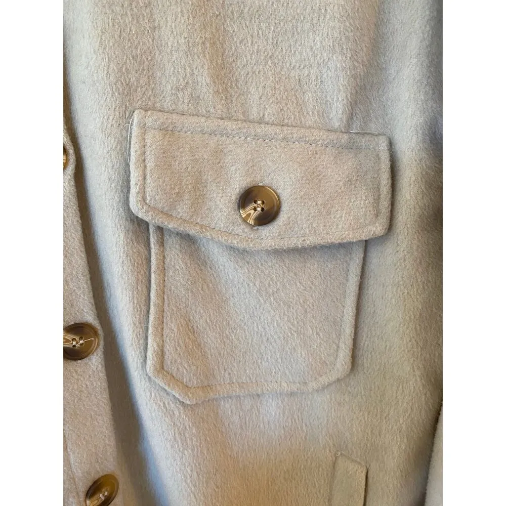 Thread & Supply Heather Ivory Faux Fleece 
Shirt Jacket Shaket Womens Small - Image 4