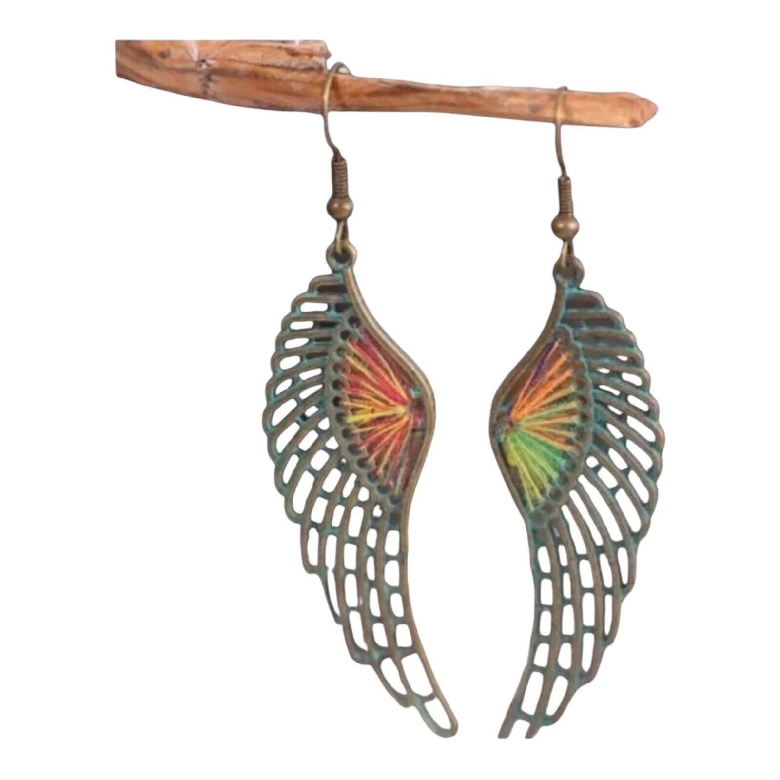 Set of 6 Boho Vintage Style Dangle Earrings Set Feathers Tassels Turquoise NWOT Blue - Image 5