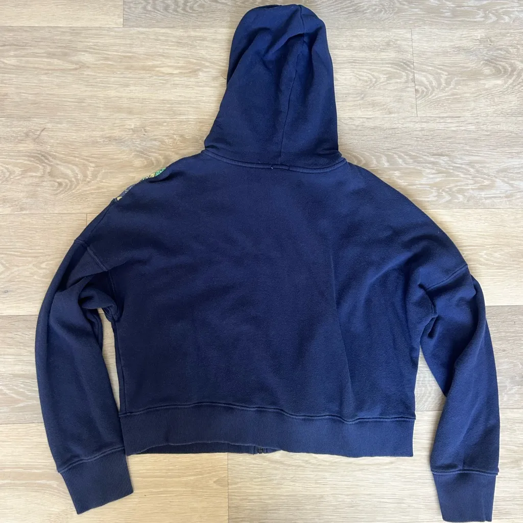 Aerie Navy Tropical Panel Zip Up Hoodie Size M - Image 7