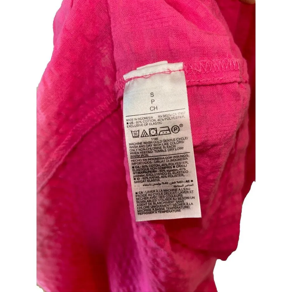 Old Navy Women's Small Maxi Tiered Dress Seersucker Pink Smocked Barbiecore - Image 5