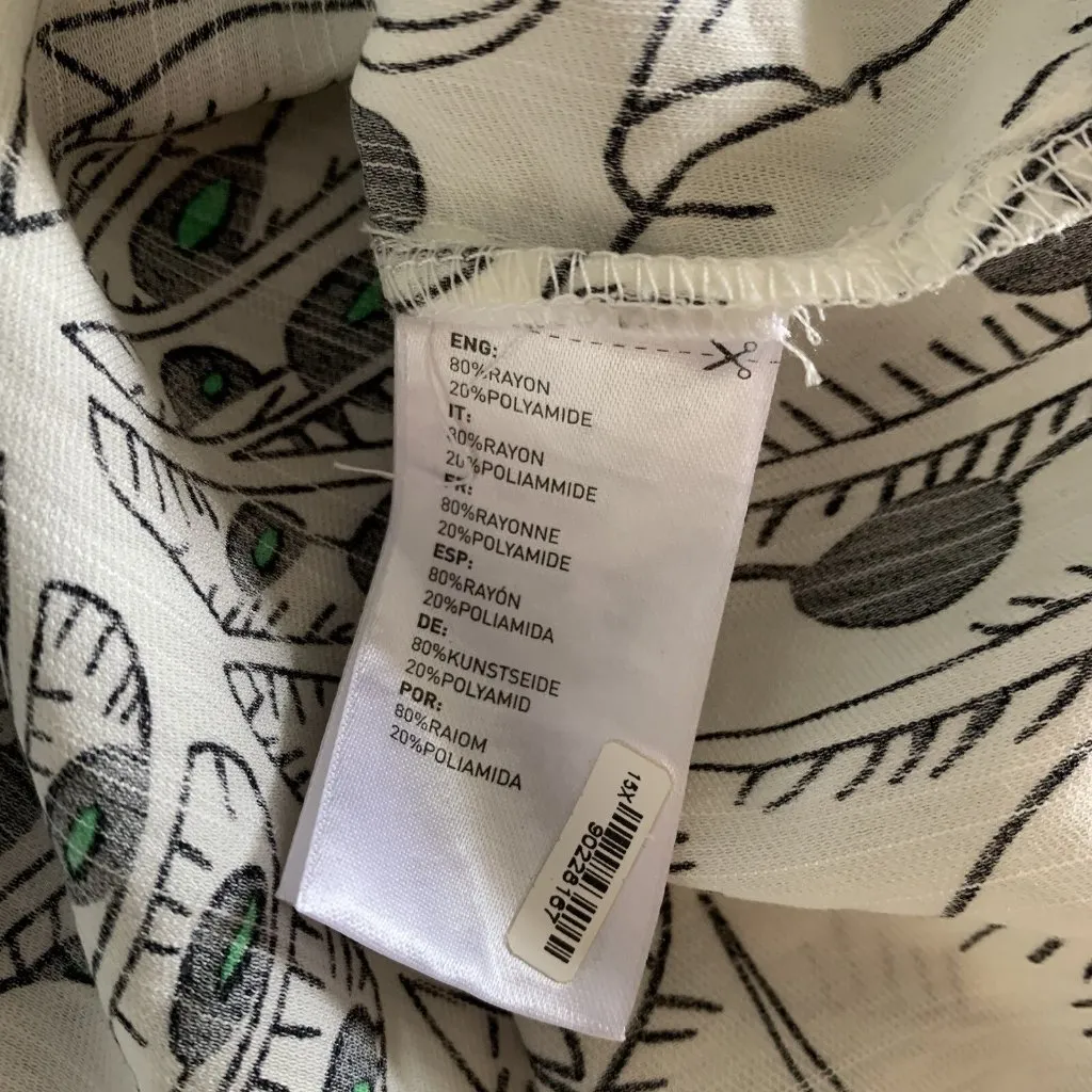 Anonyme Designers Blouse Large Black White Abstract Button Long Sleeve - Image 6