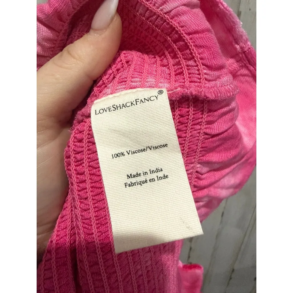 LoveShackFancy Evan Pink Tie Dye Velvet Mini Dress Size Medium - Image 10