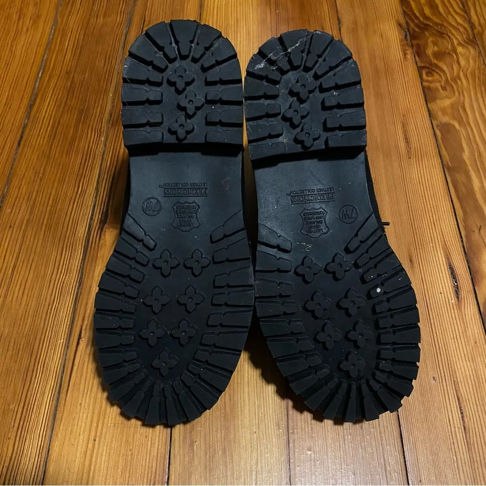 Predictions Womens Leather Boots Black Suede Lace up Cuff Ankle Size 7 - Image 5