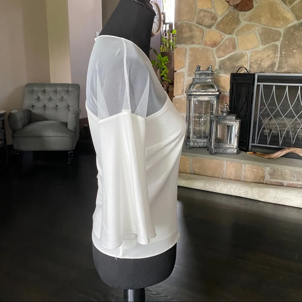 🛍️ Sachin & Babi Noir Mesh-Paneled Crepe Top White 0 - Image 9