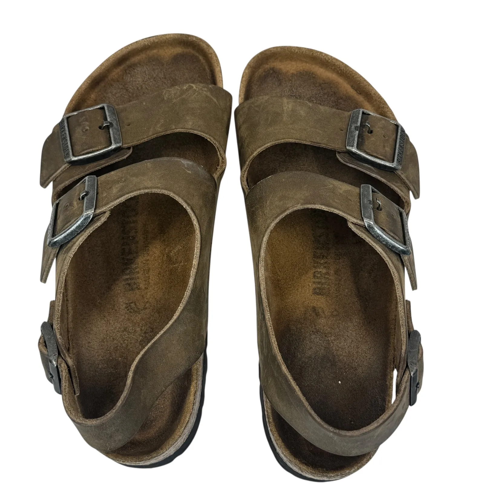 Birkenstock Milano Brown Oiled Leather Slingback Sandal Womens Approx sz 37 - Image 9