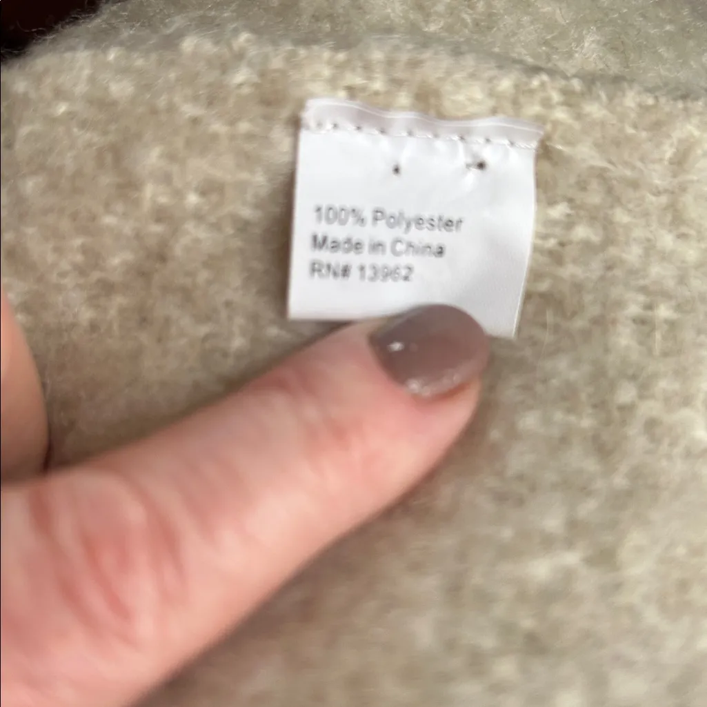 Cream and Taupe Striped Fuzzy Wrap Tan - Image 4