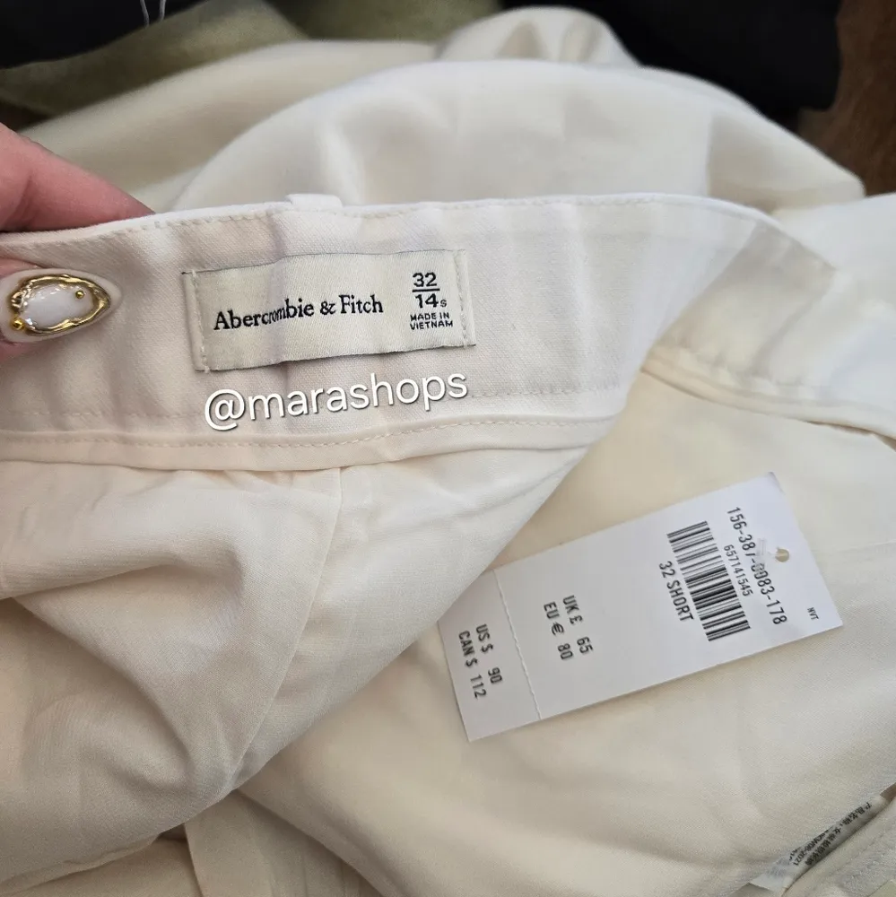 A&F Sloane Tailored Wide Leg Pant White - Image 8