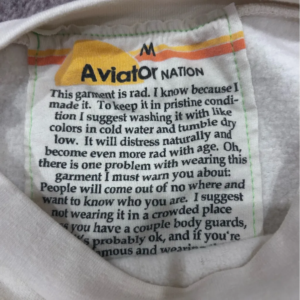 Aviator Nation Vintage White Set Neon 5 Stripe Rugby Sweatshirt and Sweatpants - Image 5