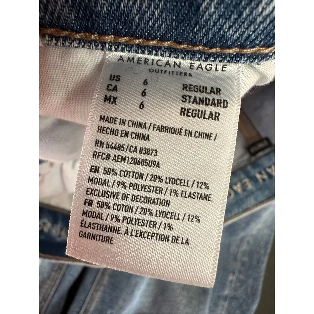 American Eagle AEO Jeans Women 6R Blue Highest Rise 90s Boyfriend Distressed - Image 7