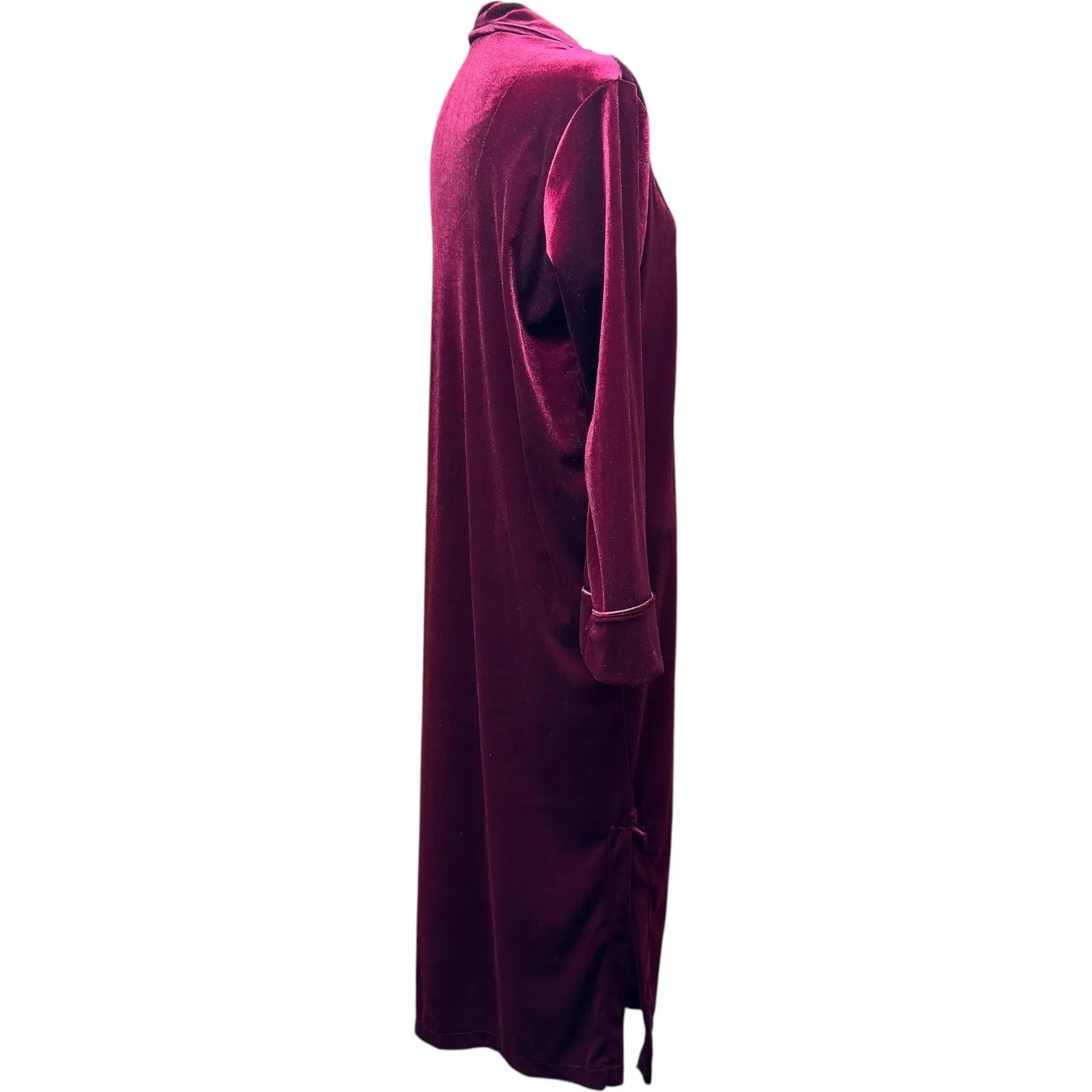 Lauren Ralph Lauren Long Velour Robe Full Zip Burgundy Small - Image 6
