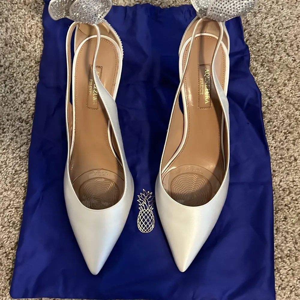 Aquazzura bow tie crystal pump 85 White Size 8 - Image 4