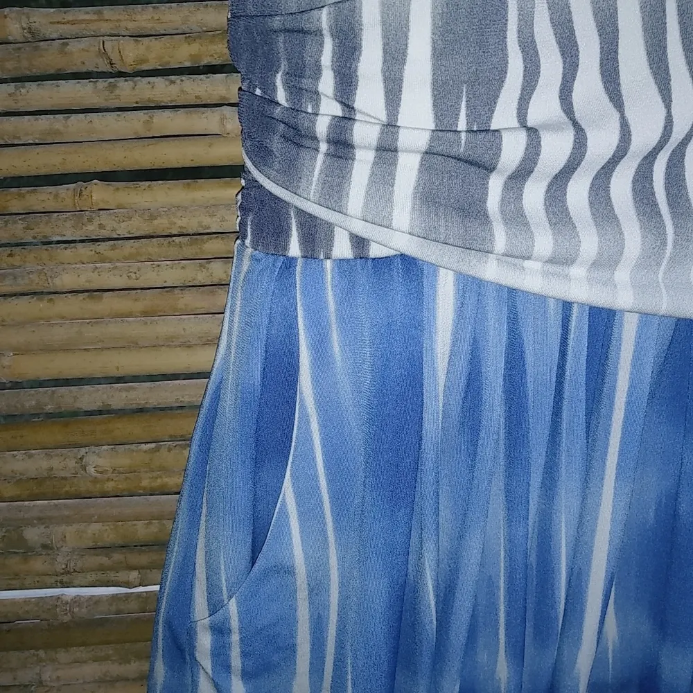 Maggy London 8 Blue White Athletic Dress - Image 3