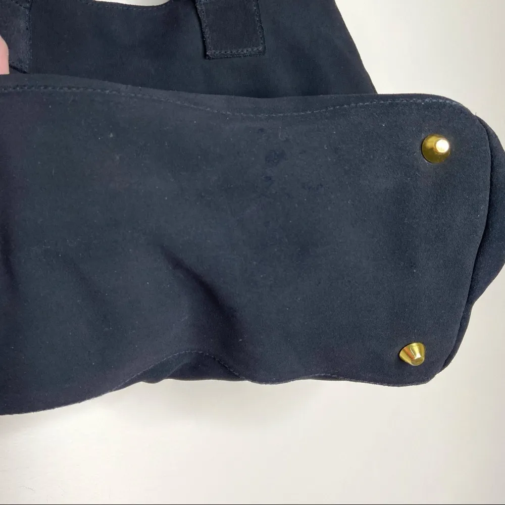 LOLA New York Black Suede Leather Large Tote Bag - Image 8