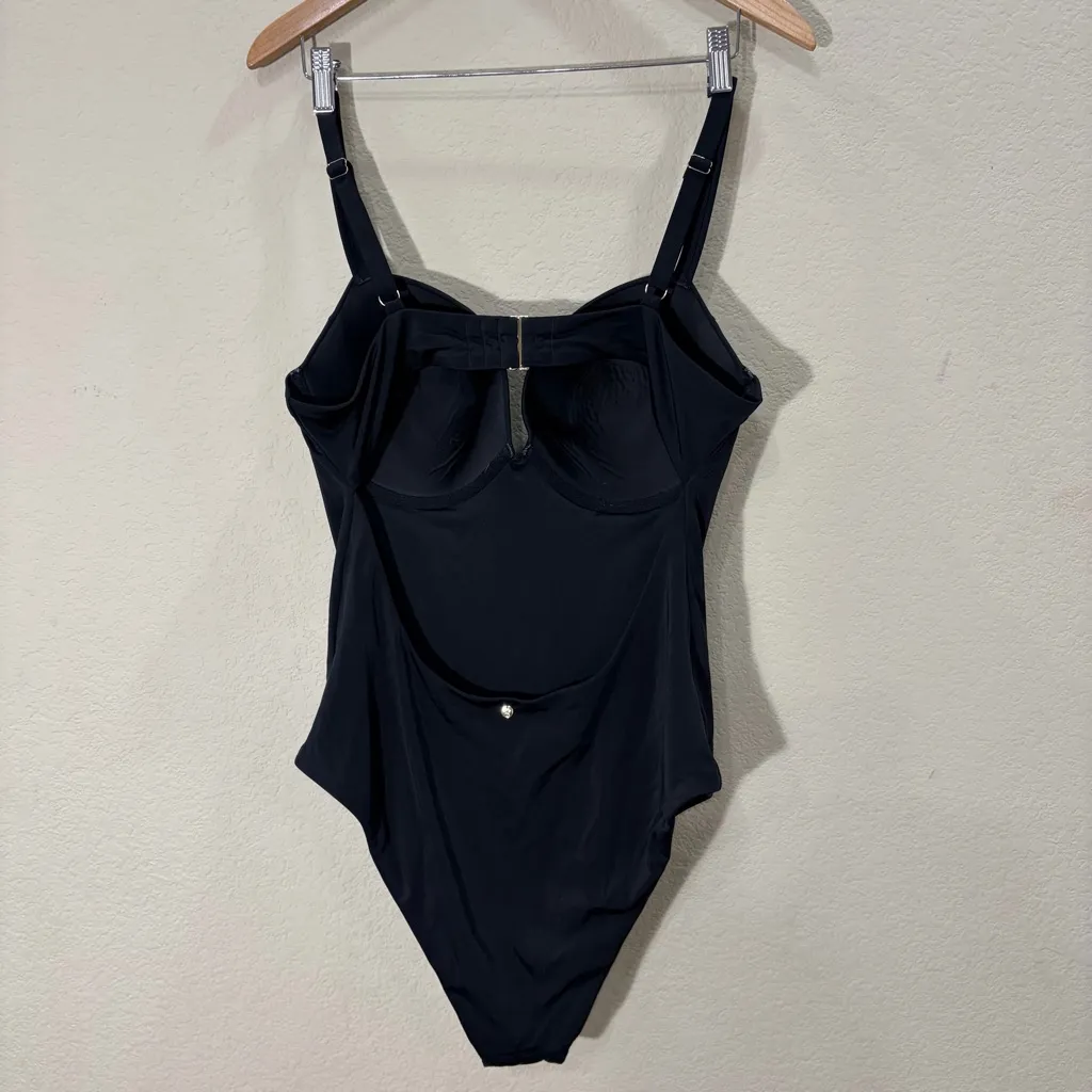 Victoria Secret One Piece Swim XL Black Cutout Back  Padded Underwire Vacay - Image 4