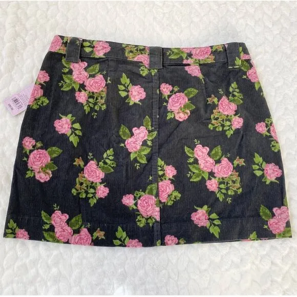 Wild Fable‎ Black Floral High-Rise Cord Mini Skirt - 12 NWT - Image 6