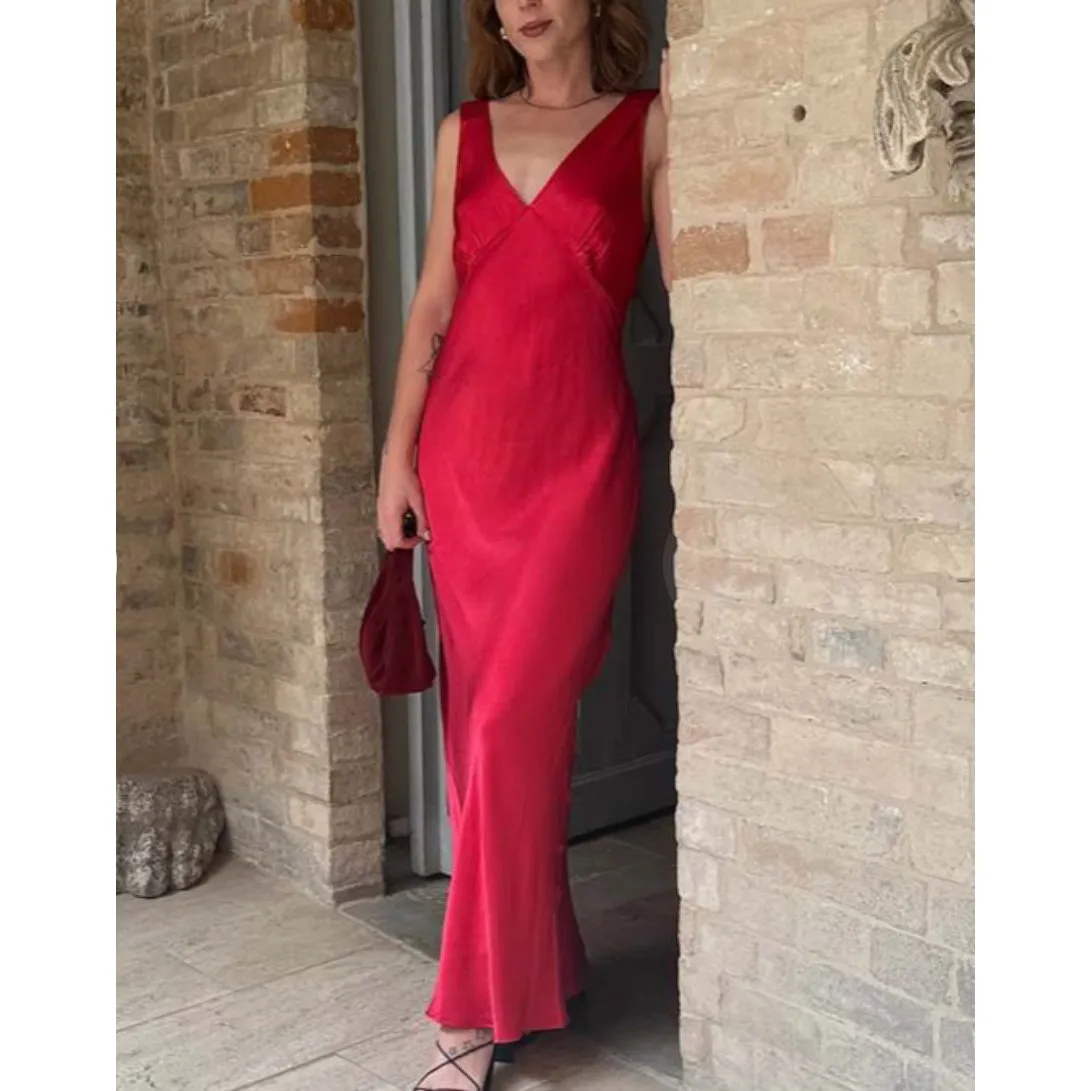 Rumored Sunset Strip Maxi‎ Dress Cranberry LARGE Slip Cranberry Red Sexy $128 - Image 4