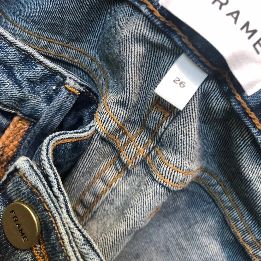 NWT FRAME LE MINI BOOTCUT LEATHER PATCHWORK JEANS - Image 8