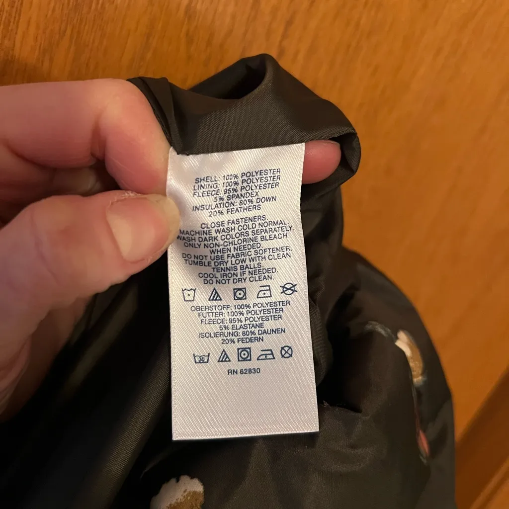 Lands' End olive Floral Vest down filled size medium - Image 6