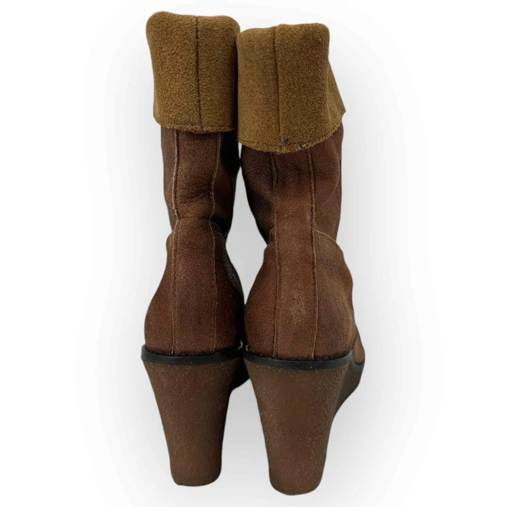 KOAH Brown Leather Ankle Boots Rubber Sole Tread Pattern Casual Style Size 39 Tan - Image 5