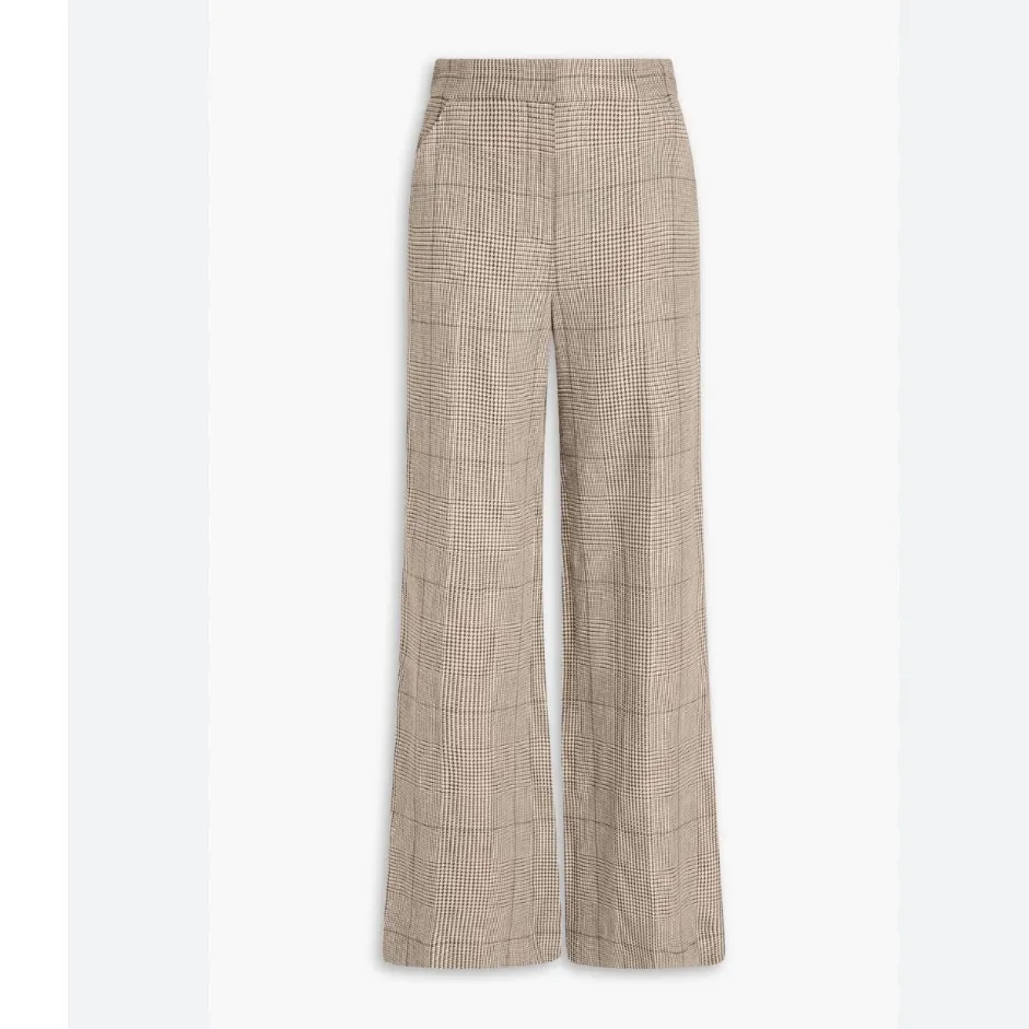 Veronica Beard Tonelli Prince of Wales Checked Linen & Cotton Wide-Leg Pant - Image 3