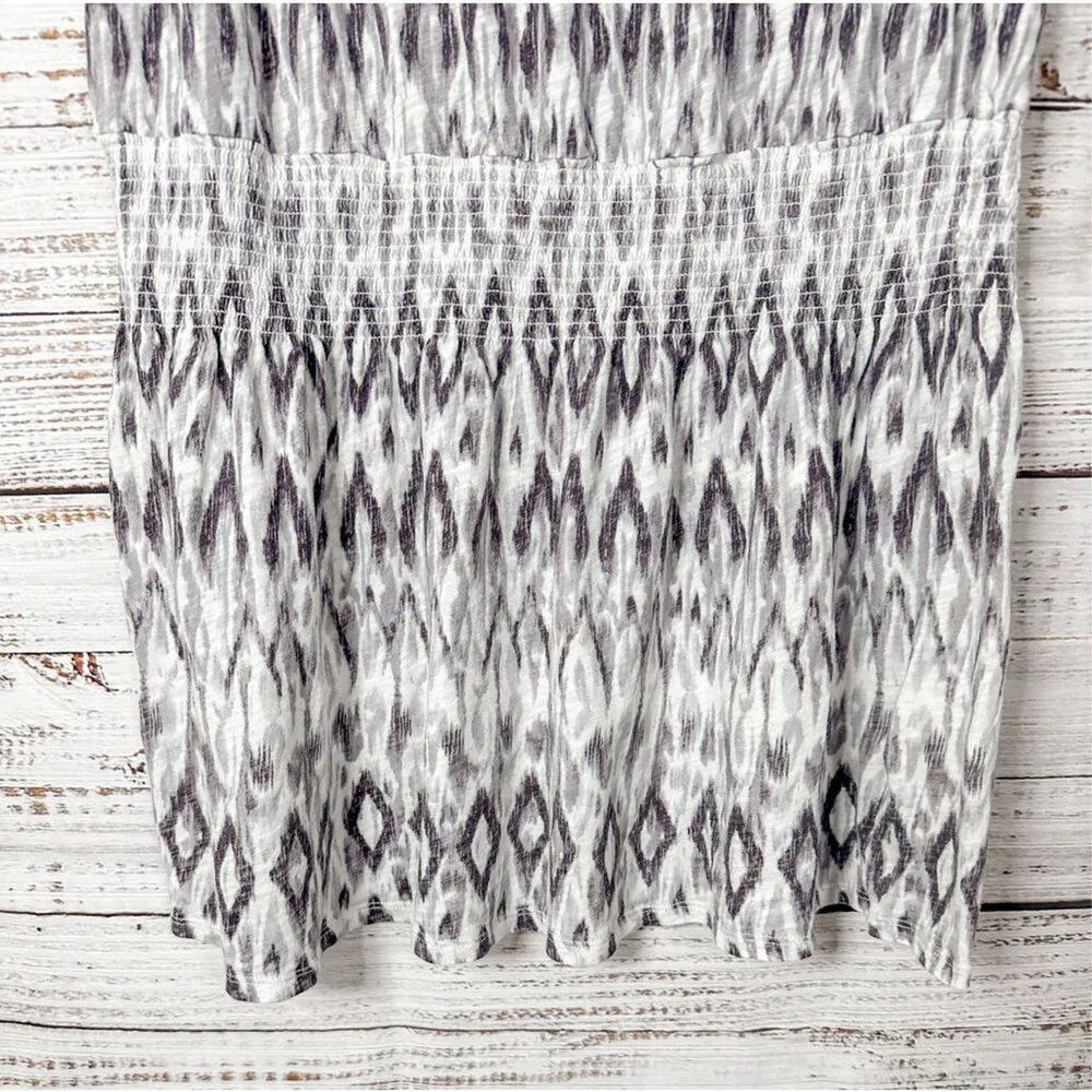 Soft Joie Womens Ikat Sleeveless Ashira Smocked Blouson Dress Purple White Large - Image 3