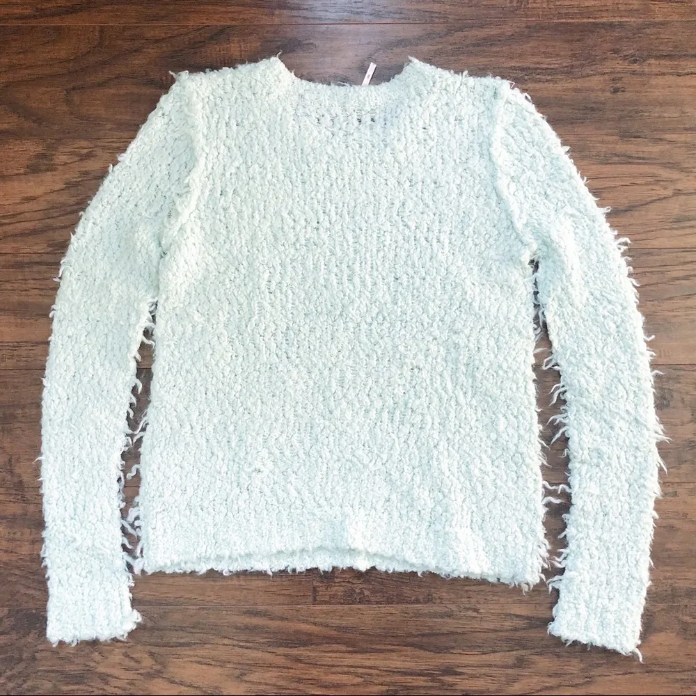 Free People • September Song pullover sweater Polar Bear fuzzy mint green aqua - Image 9