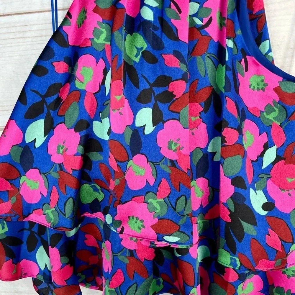 SugarLips Vivi Berry Floral Print Halter Neck Satin Blouse NEW Size XS - Image 10