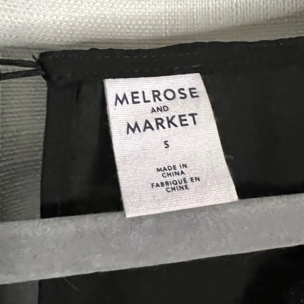 Melrose and Market Black Semi Sheer Long Sleeve Lace Trim Blouse Small - Image 3