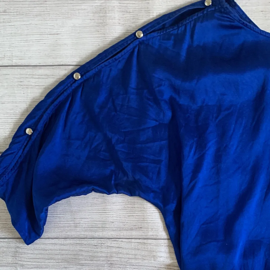 White House Black Market WHBM Silk Chic Royal Blue Women's Blouse - Image 2