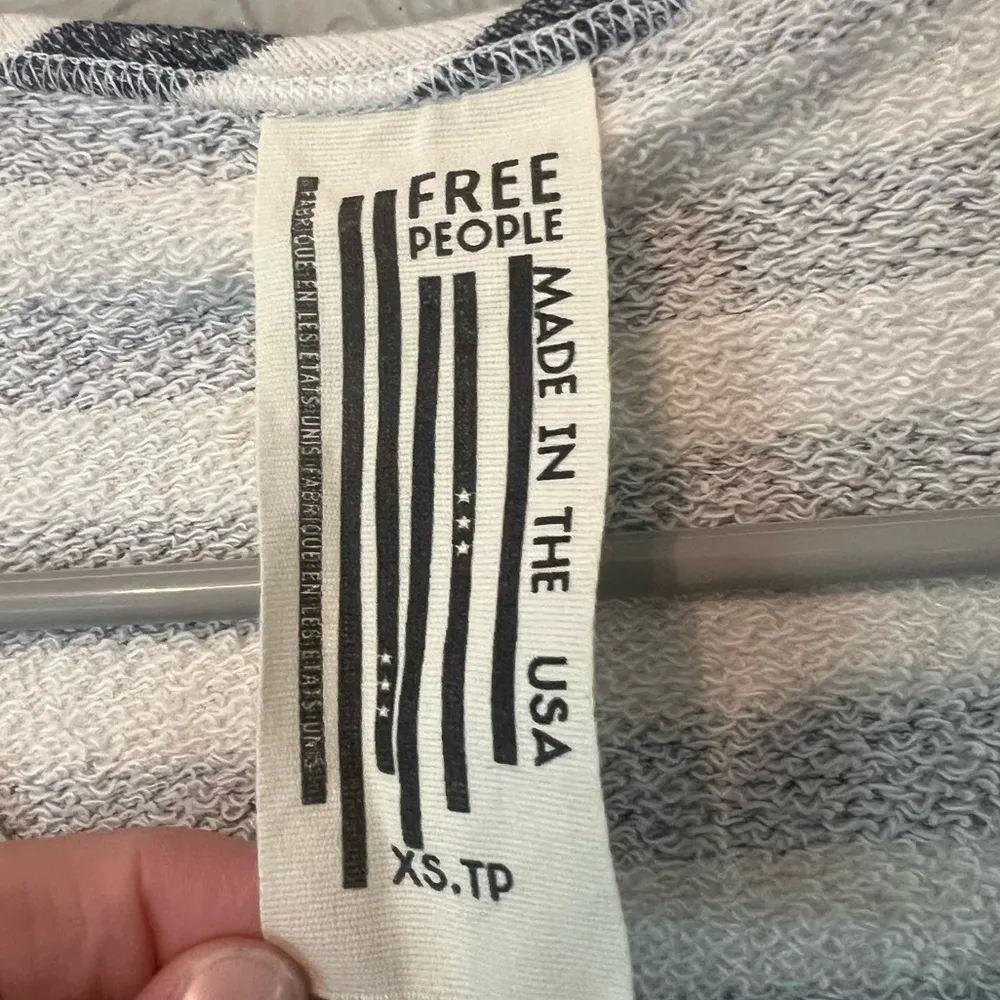 Free people striped short sleeve tshirt dress navy and beige terry cloth - Image 8