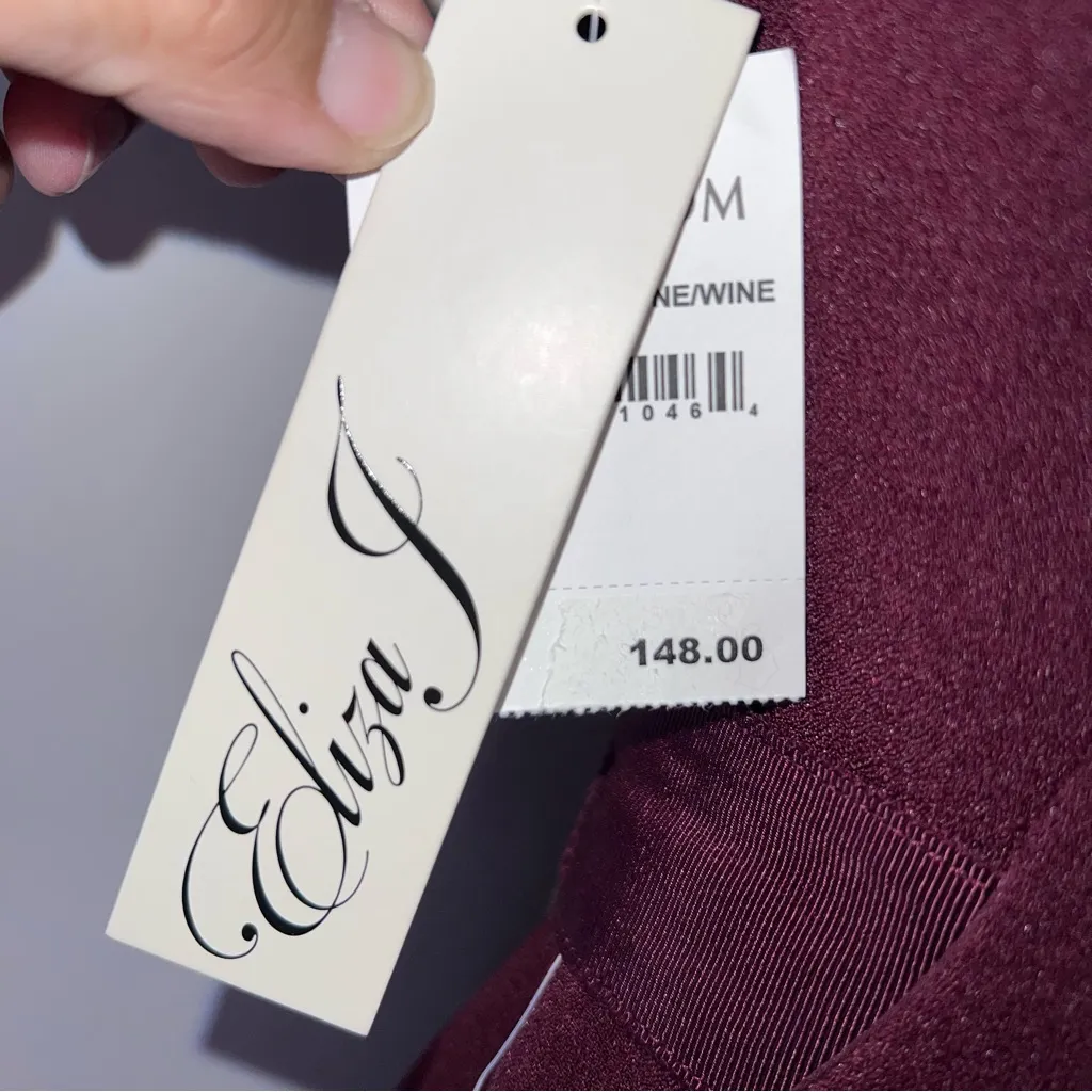 Eliza J Deep Burgundy Sheath Midi V-Neck Dress w/Reversible Fabric Belt-Size 0 - Image 8