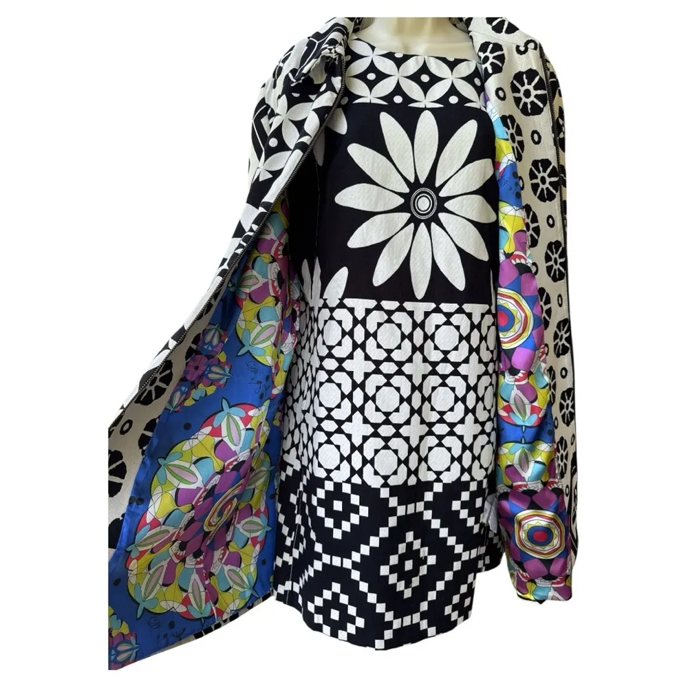 Desigual 50E2LA0 Floral Pattern Dress with Matching Jacket Colorful Lining 46 - Image 5