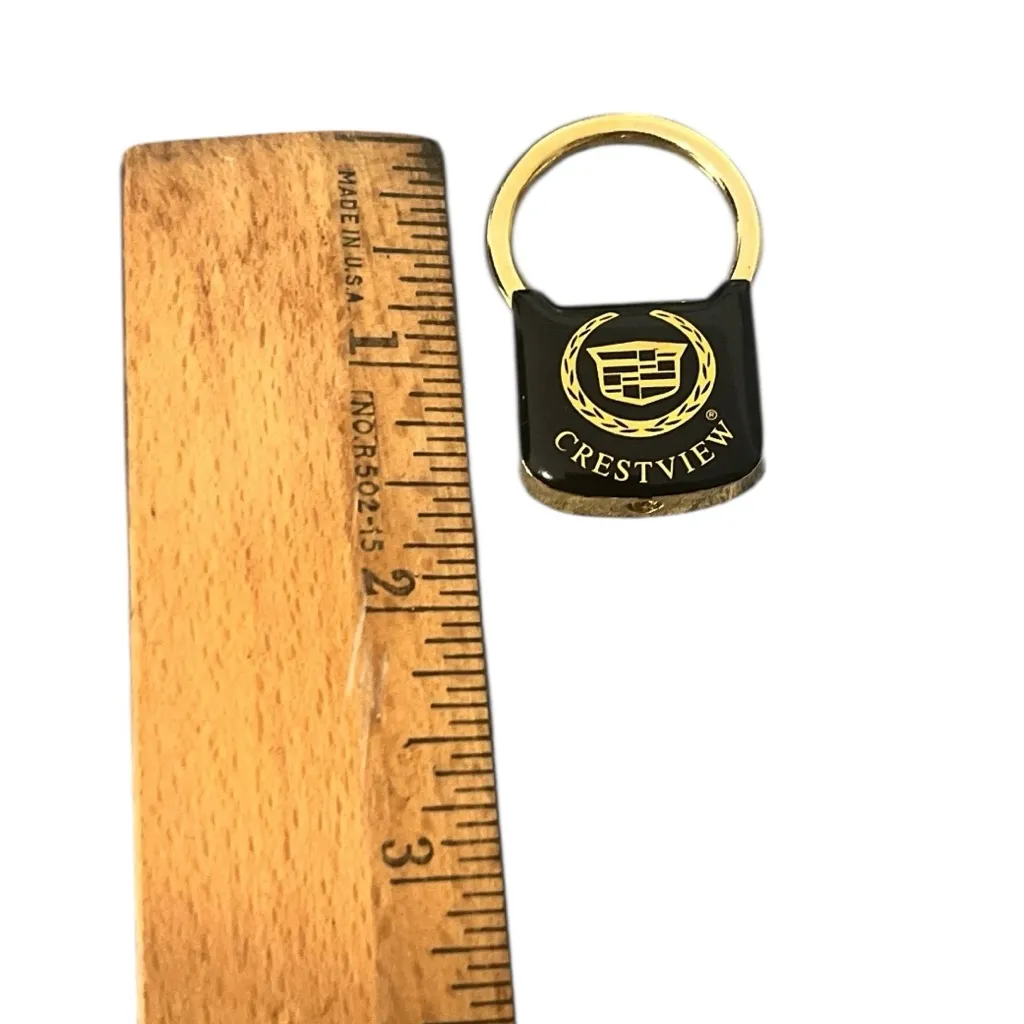 Crestview Cadillac Black Gold Tone Collectible Keychain Key Holder Michigan - Image 9