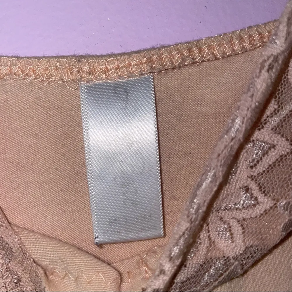 Nude Lace Trim Cami Size M Tank Top Y2K 90s Longline Tan Size M - Image 4