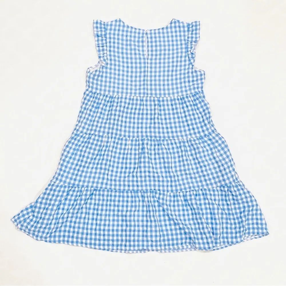 Kirundo Gingham Blue & White Ruffle Mini Dress Size M - Image 4