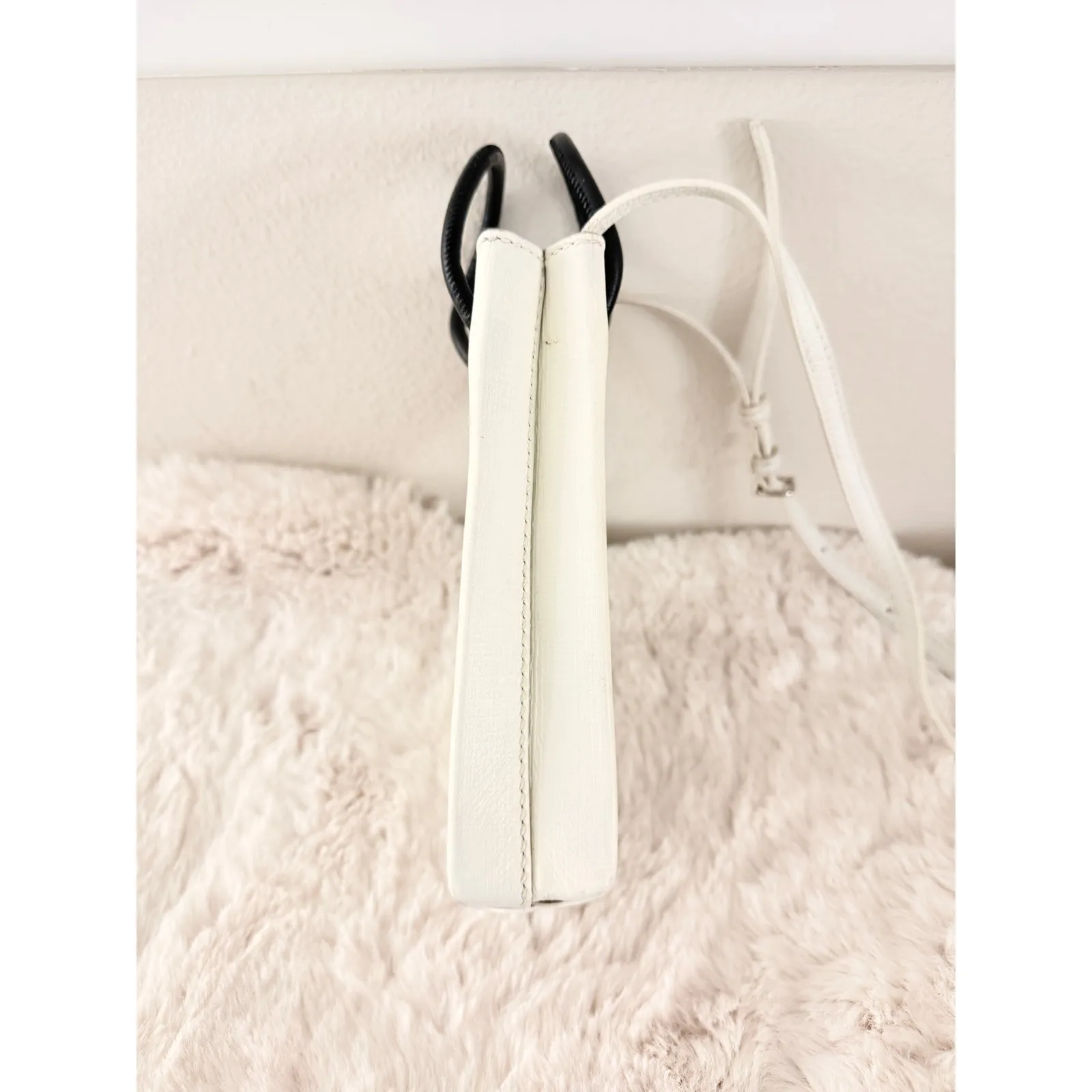 BALENCIAGA Shoulder Bag Phone Holder 593826 Crossbody Calfskin‎ White Runway - Image 7