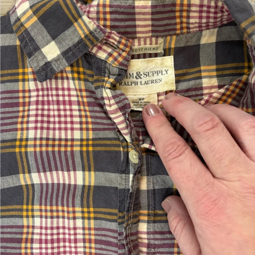 Denim & Supply Ralph Lauren, Hi-Low,RL Boyfriend, button down plaid shirt - Image 3