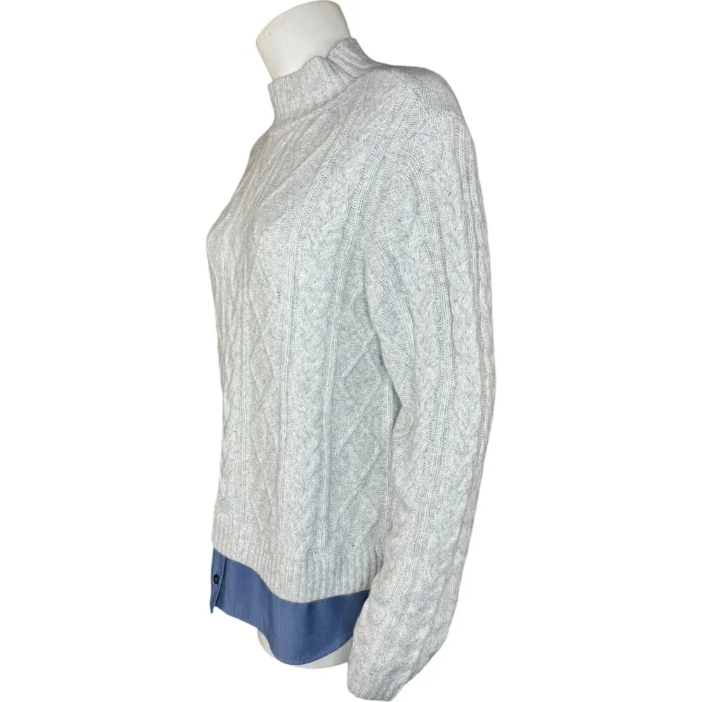 Joan Rivers Mock Neck Cable Long Sleeve 2Fer Sweater Heather Gray Medium - Image 8