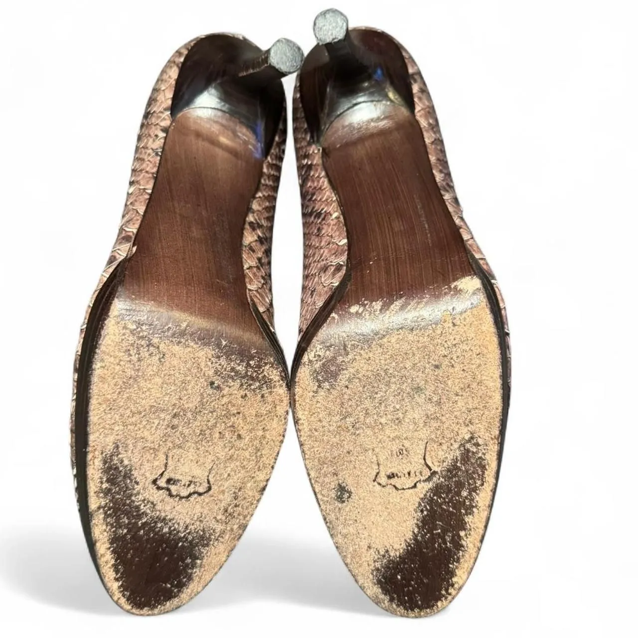 Stuart Weitzman Women’s Size 10M Snakeskin Leather Stiletto Heels Pumps Brown - Image 5