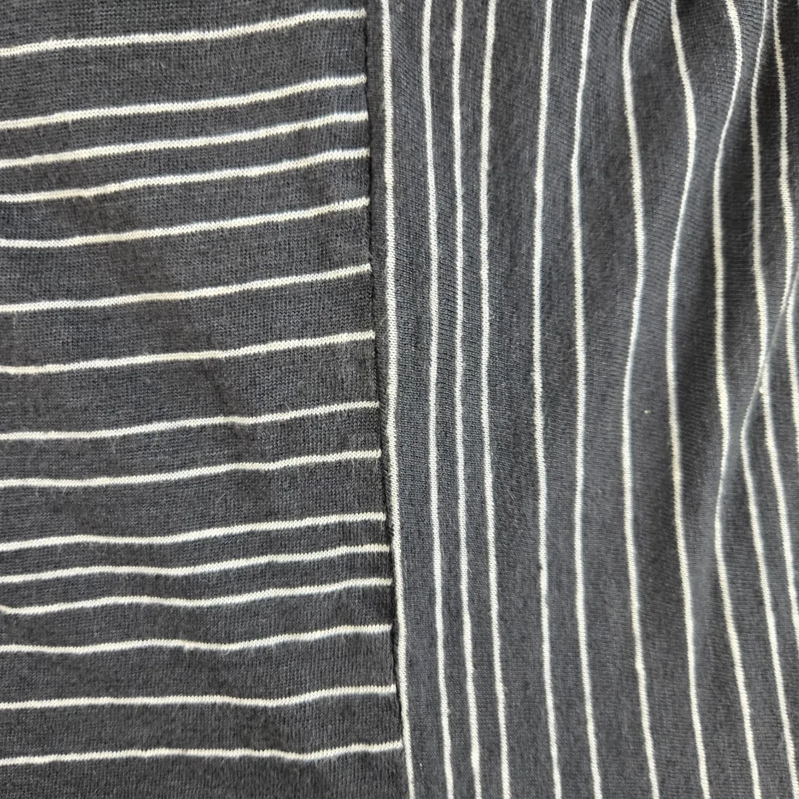 Eileen Fisher Black White Organic Linen Boxy Striped Minimal Blouse Size Large - Image 6