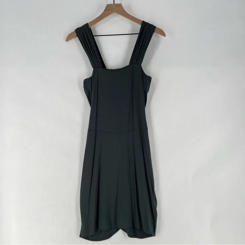 fLuXuS Charcoal Gray‎ Stretch Knit Crossover Layered Sleeveless Mini Dress Gray Size M - Image 10