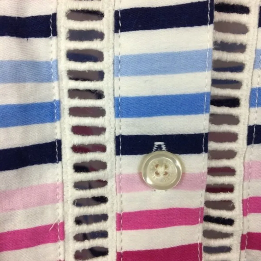 Kate Spade White Striped Button Up Long Sleeve Pajama Top New M - Image 4