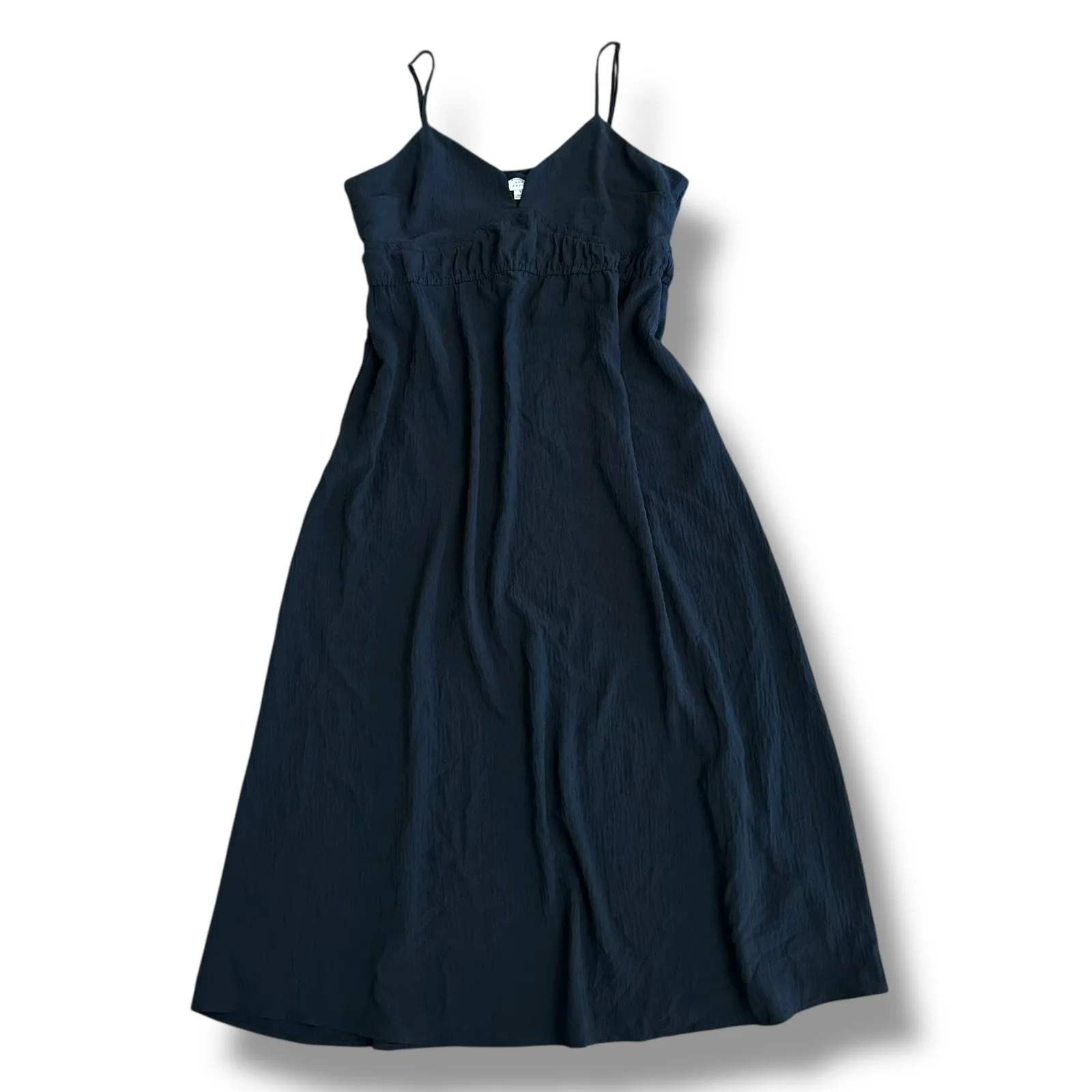 A New Day Black Slip Midi‎ Dress Women’s Large L Crinkle Sleeveless V-Neck - Image 6