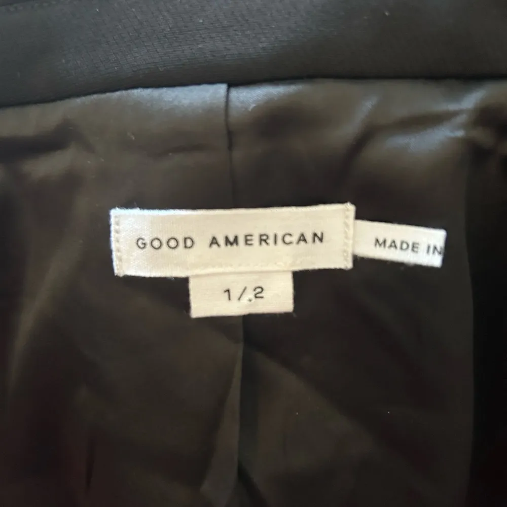 Good American Luxe Suiting Boyfriend Blazer Jacket Women's Size 1/2 Black NWOT - Image 8