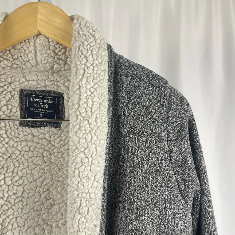 Abercrombie & Fitch XS Open Front Cardigan Sherpa Longline Warm Cozy Solid - Image 8