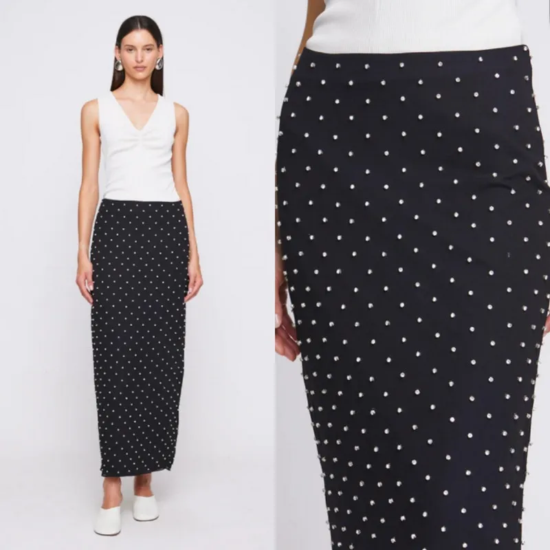 Anna Quan 1480$ Rhinestoneb Embellished Skirt US 2 Fancy Gala Wedding‎ Black Tie - Image 2