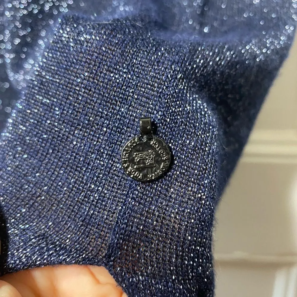 Scotch & Soda Maison Scotch Shimmery Turtleneck High-Low Dress Navy Blue Sz XS - Image 8